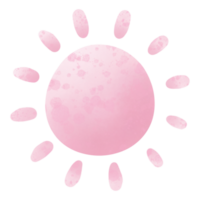 Pink sun painted with watercolor. png