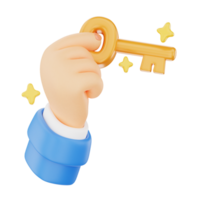 Holding a key solution 3D hand gesture icon png