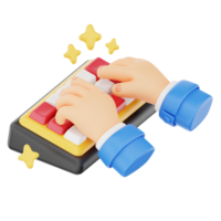 Typing keyboard 3D hand gesture icon png