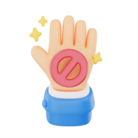 Stop 3D hand gesture icon png