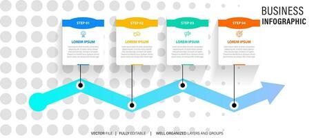 negocio proceso infografía modelo. Delgado línea diseño con números 4 4 opciones o pasos. vector ilustración gráfico diseño