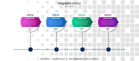 línea paso infografía. 4 4 opciones flujo de trabajo diagrama, número infografía, proceso pasos gráfico con línea iconos información vector concepto. ilustración de paso información gráfico y infografía