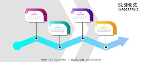 línea paso infografía. 4 4 opciones flujo de trabajo diagrama, flecha cronograma número infografía, proceso pasos cuadro. lineal vector infografía. proceso orden infografía flecha y pasos punto ilustración