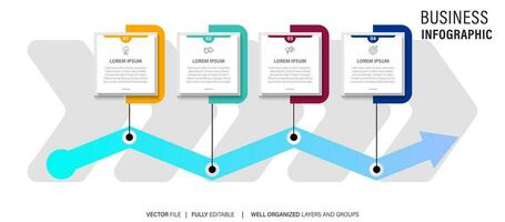 línea paso infografía. 4 4 opciones flujo de trabajo diagrama, número infografía, proceso pasos gráfico con línea iconos información vector concepto. ilustración de paso información gráfico y infografía