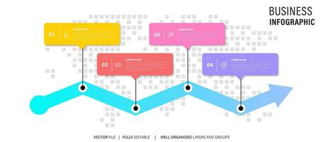 Line step infographic. 4 options workflow diagram, number infograph, process steps chart with line icons. Information vector concept. Illustration of step information chart and infographic