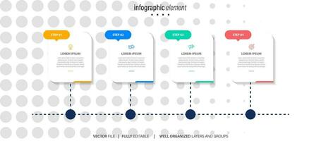 Vector infographics timeline design template with line boxes label, integrated circles background. Timeline infographic design vector and marketing icons.