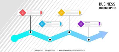 infografía diseño modelo. cronograma concepto con 4 4 pasos vector