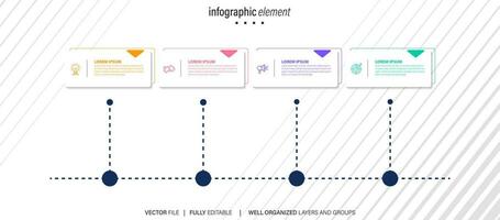 línea paso infografía. 4 4 opciones flujo de trabajo diagrama, flecha cronograma número infografía, proceso pasos cuadro. lineal vector infografía. proceso orden infografía flecha y pasos punto ilustración