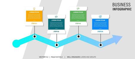 Modern box line infographic template with 4 steps. Business circle template with options for brochure, diagram, workflow, timeline, web design. Vector