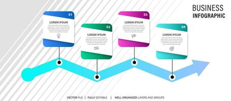 negocio proceso infografía modelo. Delgado línea diseño con números 4 4 opciones o pasos. vector ilustración gráfico diseño