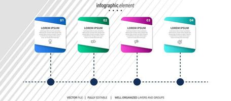 Timeline infographic design with circle for business template. Vector 4 steps.