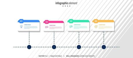 iconos de infografía de línea de tiempo de mapa de ruta de negocios diseñados para plantilla de fondo abstracto elemento de hito diagrama moderno tecnología de proceso marketing digital presentación de datos gráfico ilustración vectorial vector