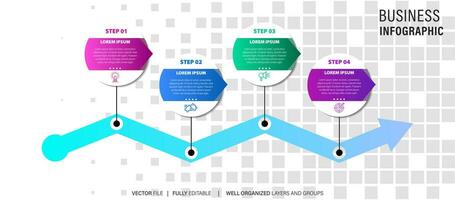 Line step infographic. 4 options workflow diagram, number infograph, process steps chart with line icons. Information vector concept. Illustration of step information chart and infographic