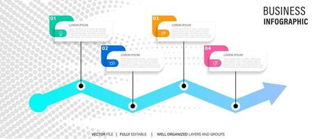 Business process infographic template. Thin line design with numbers 4 options or steps. Vector illustration graphic design