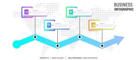 infografía diseño modelo. cronograma concepto con 4 4 pasos vector