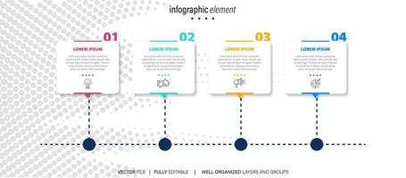 Business process infographic template. Thin line design with numbers 4 options or steps. Vector illustration graphic design