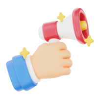 Holding a megaphone 3D hand gesture icon png