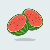 Slice Of Watermelon Cartoon Vector Illustration. Fresh Watermelon Flat Icon Outline. Watermelon