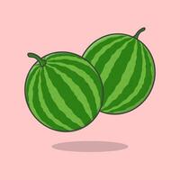 Watermelon Cartoon Vector Illustration. Fresh Watermelon Flat Icon Outline. Watermelon