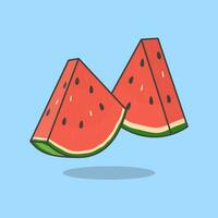 Slice Of Watermelon Cartoon Vector Illustration. Fresh Watermelon Flat Icon Outline. Watermelon Fruits