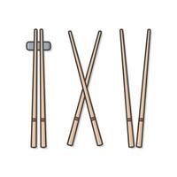 Wooden Chopsticks Set Isolated Vector Icon Illustration. Set Of Classic Japanese, Chinese, Asian Food Chopsticks Isolated Icon