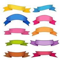 Set of ten multicolor ribbons and banners for web design. Great design element isolated on white background. Vector illustration.