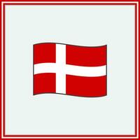 Denmark Flag Cartoon Vector Illustration. Flag of Denmark Flat Icon Outline. National Denmark Flag