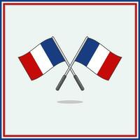 Flag of France Cartoon Vector Illustration. France Flag Flat Icon Outline