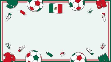 Football Background Design Template. Football Cartoon Vector Illustration. Championship In Mexico