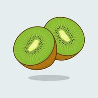 Slice Of Kiwi Cartoon Vector Illustration. Fresh Kiwi Flat Icon Outline. Kiwi