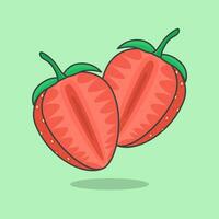 Slice Of Strawberry Cartoon Vector Illustration. Fresh Strawberry Flat Icon Outline. Strawberry