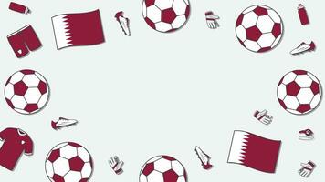 Football Background Design Template. Football Cartoon Vector Illustration. Tournament In Qatar