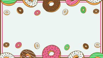 Donuts Background Design Template. Donuts Cartoon Vector Illustration