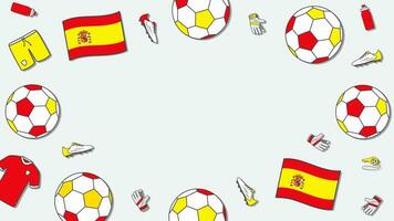 Football Background Design Template. Football Cartoon Vector Illustration. Tournament In Spain