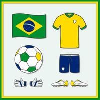 Brasil fútbol americano dibujos animados vector ilustración. fútbol americano jerseys y fútbol americano pelota plano icono contorno