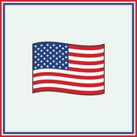 United States Flag Cartoon Vector Illustration. Flag of United States Flat Icon Outline. National United States Flag