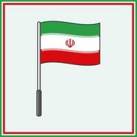 Iran Flag Cartoon Vector Illustration. Flag of Iran Flat Icon Outline