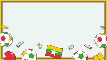 Football Background Design Template. Football Cartoon Vector Illustration. Soccer In Myanmar