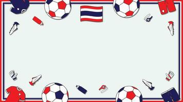 Football Background Design Template. Football Cartoon Vector Illustration. Championship In Thailand