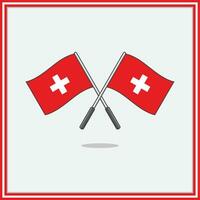 Flag of Switzerland Cartoon Vector Illustration. Switzerland Flag Flat Icon Outline