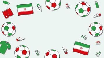 Football Background Design Template. Football Cartoon Vector Illustration. Tournament In Iran