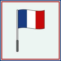 France Flag Cartoon Vector Illustration. Flag of France Flat Icon Outline