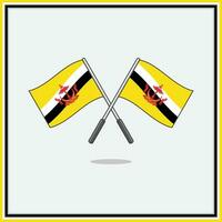 Flag of Brunei Darussalam Cartoon Vector Illustration. Brunei Darussalam Flag Flat Icon Outline