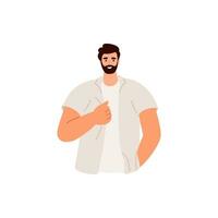 contento joven hombre. persona en moderno suelto casual ropa. plano vector ilustración aislado en blanco antecedentes.