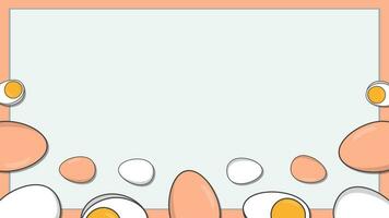 Egg Background Design Template. Boiled Egg Cartoon Vector Illustration. Egg