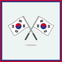 Flag of South Korea Cartoon Vector Illustration. South Korea Flag Flat Icon Outline