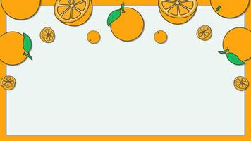 Orange Citrus Fruit Background Design Template. Orange Fruit Cartoon Vector Illustration. Orange Fruit