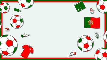 Football Background Design Template. Football Cartoon Vector Illustration. Sport In Portugal