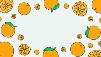 Orange Citrus Fruit Background Design Template. Orange Fruit Cartoon Vector Illustration