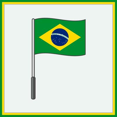 Brazil Flag Cartoon Vector Illustration. Flag of Brazil Flat Icon Outline